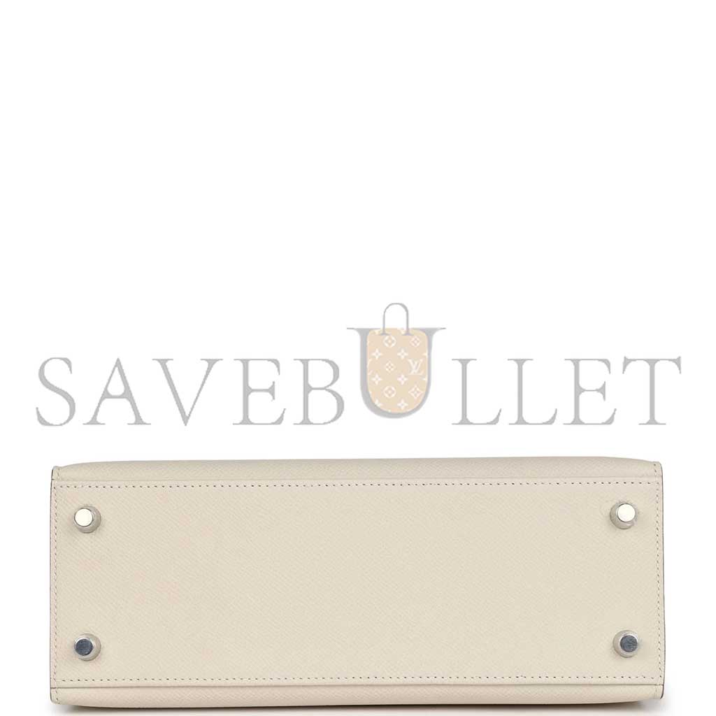 H**mes kelly sellier 25 craie epsom palladium hardware (25*17*7cm)